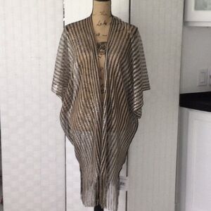 Womens Kendall & James Fashion Evening Kimono Black & gold stripes.     #411